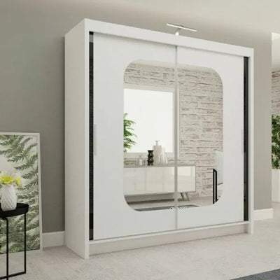 Merica 2 Door Mirrored Sliding Wardrobe - Black, White, Grey