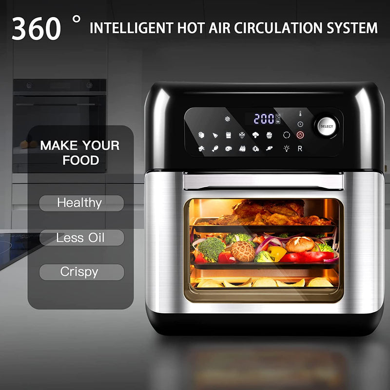 Uten 10L Digital Air Fryer Oven, Tabletop Oven with 12 Preset Menus, LED Touch Screen Temperature and Control for Baking, 1500 W [Energy Class A+++]