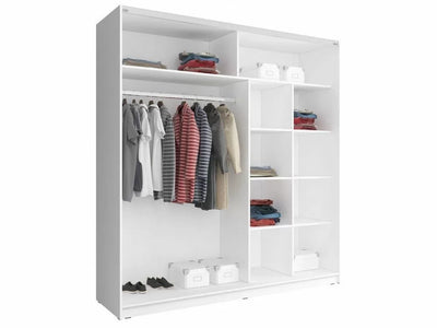 Merlin-I Mirrored 2-Door Sliding Wardrobe - White or Sonoma Oak