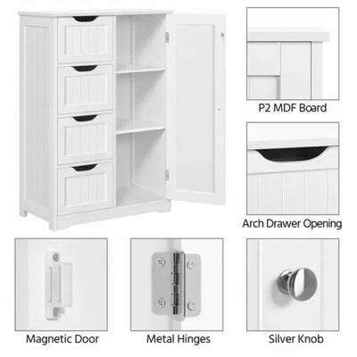 4 Drawers Unit Bathroom Cabinet - White