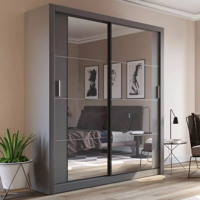 Tegan 2 Door Sliding Wardrobe 181cm - White, Grey, Black or Oak