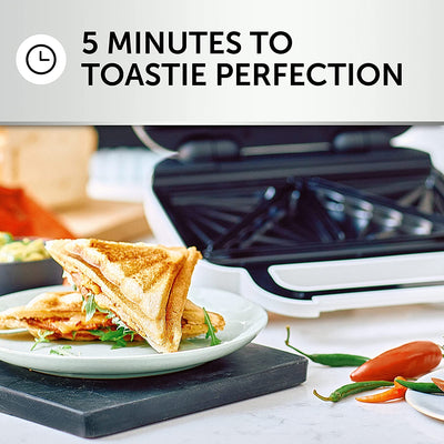 Breville Ultimate Deep Fill Toastie Maker | 2 Slice Sandwich Toaster | Removable Non-Stick Plates | Stainless Steel | White [VST091]