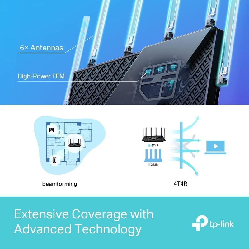 TP-Link Next-Gen Wi-Fi 6 AX5400 Mbps Gigabit Dual Band Wireless Router, Dual-Core CPU, TP-Link HomeShield, Ideal for Gaming Xbox/PS4/PS5, Archer AX72