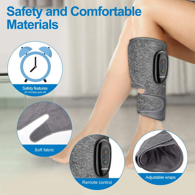 RENPHO Cordless Leg Massager, Wireless Calf Ankle Wraps Air Compression Massager with Rechargeable, 3 Modes and 3 Intensities, Home Office Travel Use