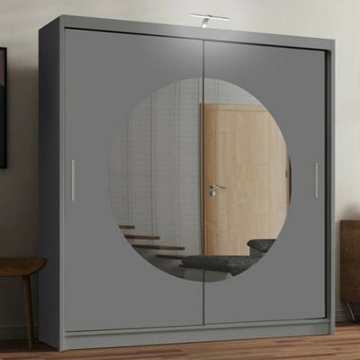 Moon Sliding Door Wardrobe - White, Grey, Black