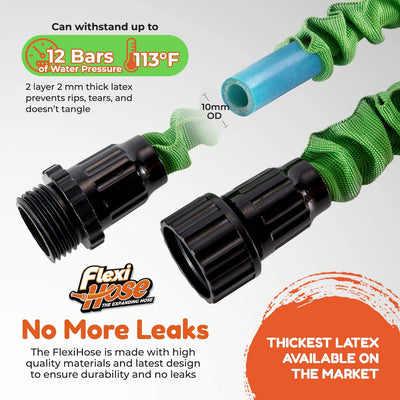 Flexi Hose 150 Foot Expandable Garden Hose with 7 Function Spray Nozzle - Durable Brass Fittings Leak-Proof and Kink-Free - Extra-Strength, Flexible