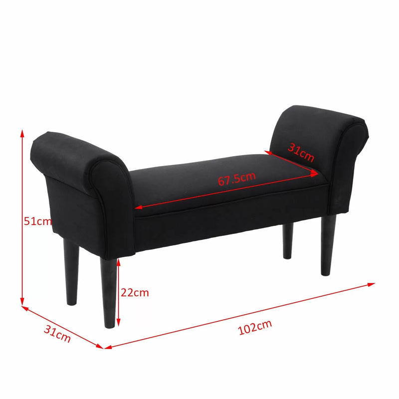 Fabric Chaise Lounge Bench - Black or White