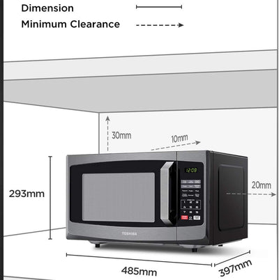 Toshiba 800w 23L Microwave Oven with Digital Display, Auto Defrost, One-touch Express Cook with 6 Cooking Presets, and Easy Clean - ML-EM23P(BS)