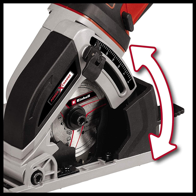 Einhell Cordless Mini Circular Saw TE-CS 18/89 Li-Solo Power X-Change (18 V, Li-Ion, 2500 min-1, 28 mm Cutting Depth, 89 mm Saw Blade Diameter)