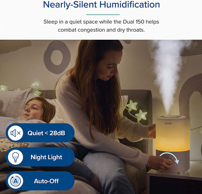 LEVOIT 3L Humidifier for Bedroom Baby Room with Night Light, Cool Mist Humidifier, Quiet, Up to 25H for 27 ㎡, Operation with 360° Rotation Nozzle