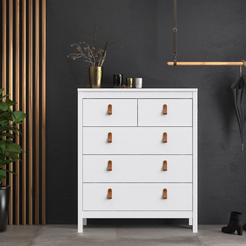 Barcelona Chest 3+2 drawers in White - White