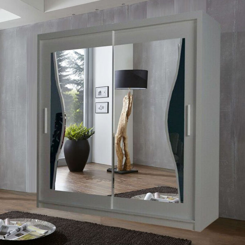 Heffner White Sliding Door Wardrobe  3 Sizes 4 Colour