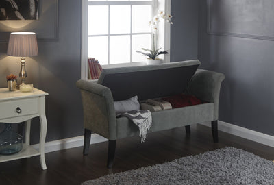 Balmoral Window Ottoman Storage Bench - Brown, Silver or Grey