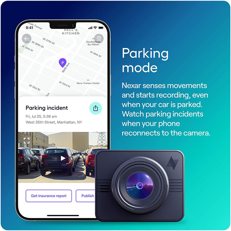 Nexar Beam GPS Dash Cam | HD Front Dash Cam | 2022 Model | 32 GB SD Card Included | Unlimited Cloud Storage | Parking Mode | WiFi