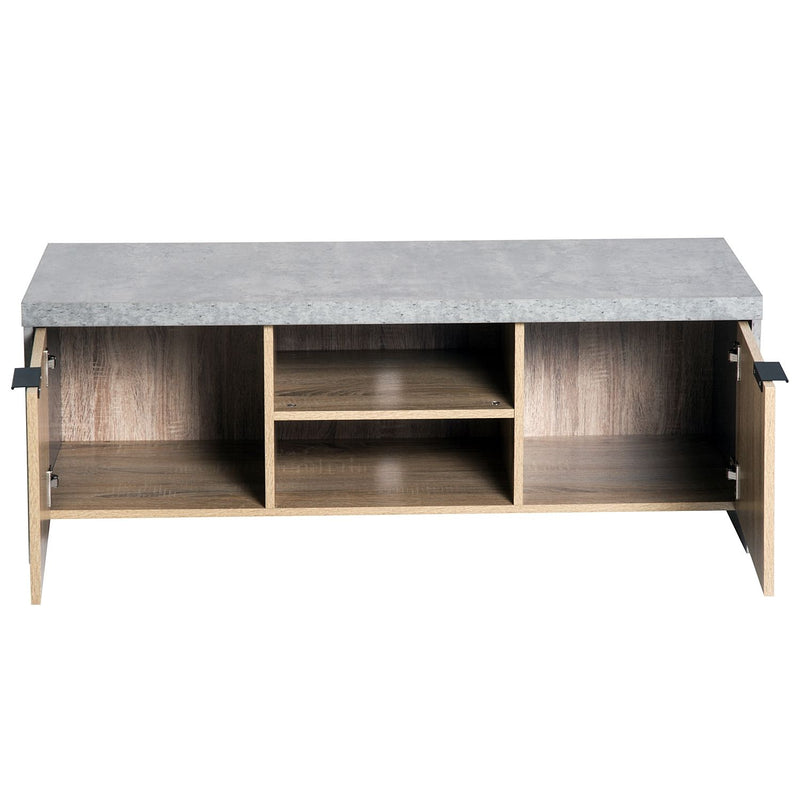 Large 2-Door TV Stand Cabinet - Grey & Wood Grain