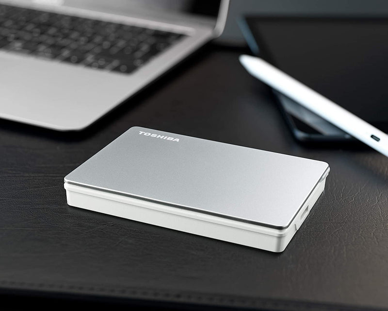 Toshiba 2TB Canvio Flex Portable External Hard Drive for Mac, Windows PC and Tablet, compatible with USB-C and USB-A devices, Silver (HDTX120ESCAA)