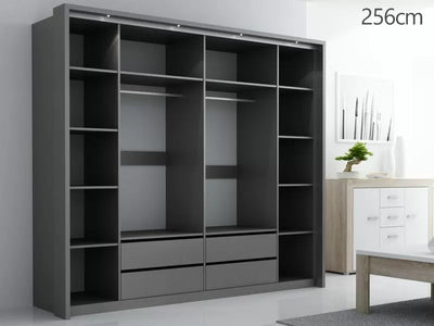 Drako Mirrored Wardrobe - White and Grey