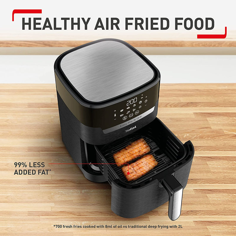 Tefal EasyFry Precision 2-in-1 Digital Air Fryer and Grill 4.2L Capacity 8 Programs inc Dehydrator Black EY5058, [Save Up To 80% Energy]