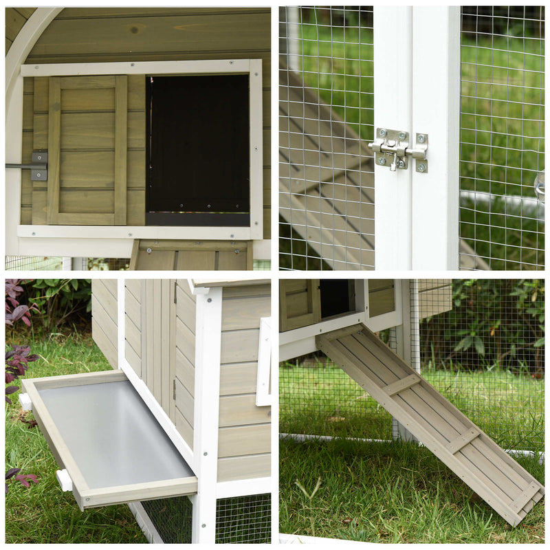 Wooden Chicken Coop Outdoor Hen House, Removable Tray Nesting Box Grey