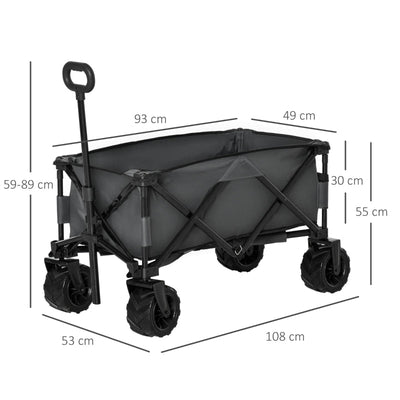 Outsunny Folding Metal Frame Garden Trolley - Grey