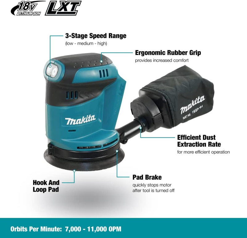 Makita DBO180Z 18V Li-Ion LXT Sander - Batteries and Charger Not Included