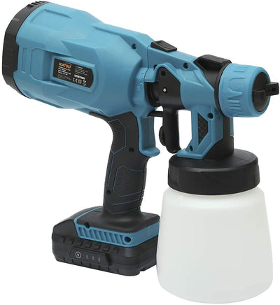 KATSU 18V Cordless Battery Power Paint Painting Sprayer Gun for Garden Fence, Wood Treatment, Furniture, Tractors, Undercoat and More