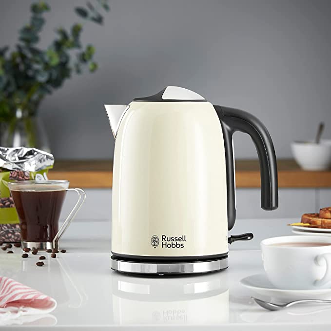 Russell Hobbs 20415 Stainless Steel Electric Kettle, 1.7 Litre, Cream