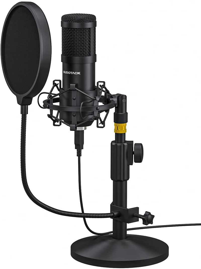 SUDOTACK Professional USB Podcast PC Microphone, 192KHZ/24Bit Studio Cardioid Condenser Mic Kit with Desktop Stand Shock Mount Pop Filter (ST810)