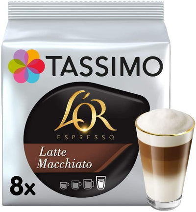 Tassimo L'OR Latte Macchiato Coffee Pods (Pack of 5, Total 80 Coffee Capsules)