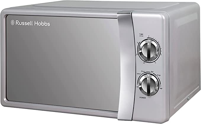 Russell Hobbs RHMM701S 17 Litre 700 W Silver Solo Manual Microwave with 5 Power Levels, Ringer & Timer, Defrost Setting, Easy Clean