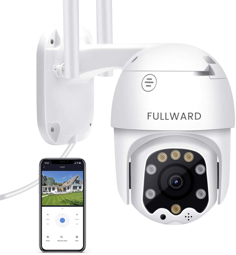 FULLWARD Surveillance Security Camera 1080P AI Motion Detection HD PTZ Speed Dome 2.4G WiFi Home Night Vision 2-Way Audio Waterproof Wireless Camera