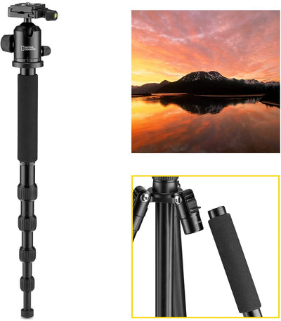 National Geographic Travel Photo Tripod Kit with Monopod, Aluminium, Twist Locks, Load up 8 kg, Carrying Bag, Ball Head, Quick Release, NGTR002T