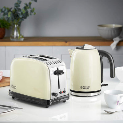 Russell Hobbs 23334 Stainless Steel 2 Slice Toaster, Cream