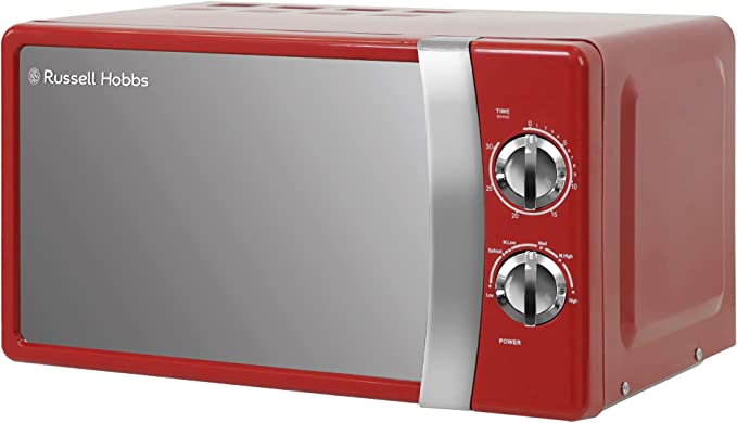 Russell Hobbs RHMM701R 17 Litre 700 W Red Solo Manual Microwave with 5 Power Levels, Ringer & Timer, Defrost Setting, Easy Clean