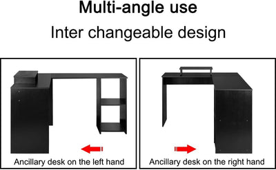 dosleeps L Shaped 53" Computer Corner Desk, FREE Monitor Stand, Home Gaming Desk, Office Writing Workstation with 2 Storage/Book Shelves, Black