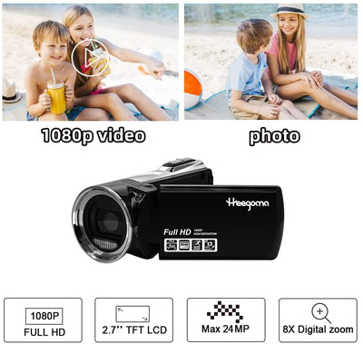 Heegomn Digital Video Camera for Youtube Vlogging, 1080p Mini DV Video Camcorder for Kids/Children/Beginners/Teenagers