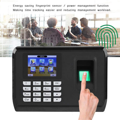 Fingerprint Attendance Machine 2.4 inch Display USB Biometric Time Clock Recorder Employee Checking-in Reader(1#)