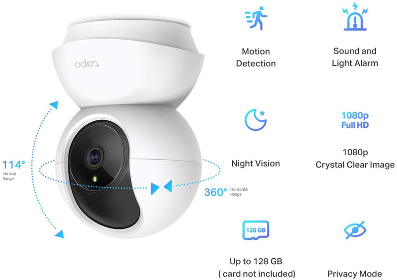 TP-Link Tapo Pan/Tilt Smart Security Camera, Indoor CCTV, 360° Rotational Views, Works with Alexa&Google Home (Tapo C200 / TC70)