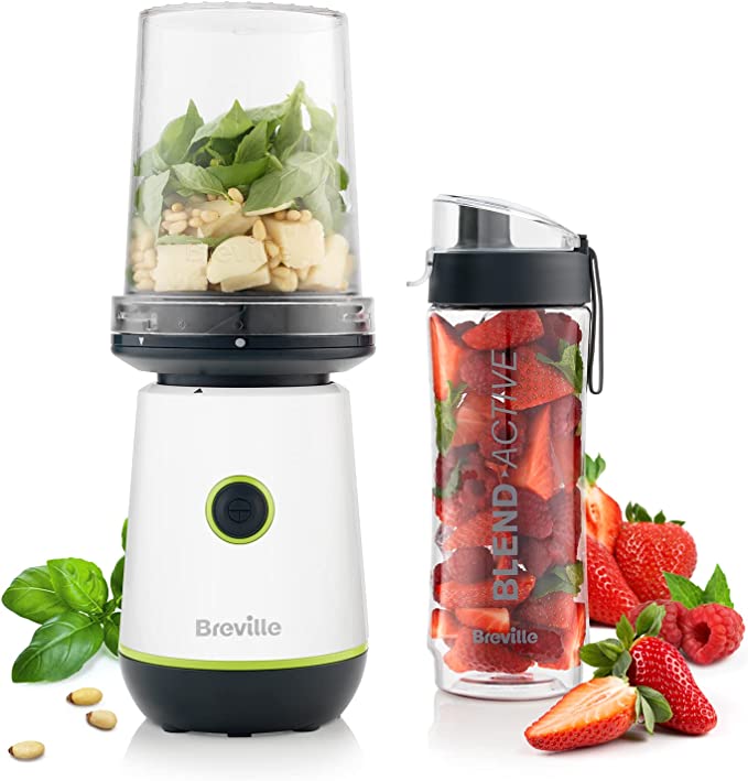 Breville Blend Active Compact Food Processor and Smoothie Maker 350W | Processor Bowl 450ml & Portable Bottle 600ml | Leak Proof Lid  [VBL253]