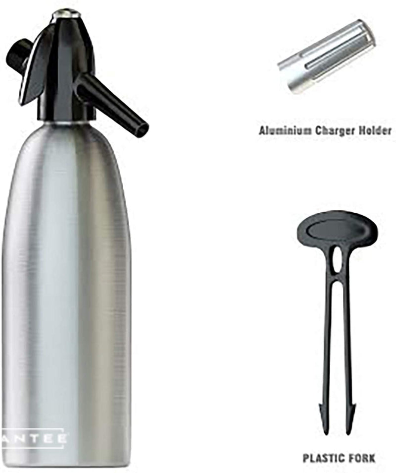 Nuvantee Soda Siphon – Ultimate Soda Maker - Aluminum – 1 Liter - Free Cocktail Recipes (e-book)  - Uses Standard CO2 Charger (not included)