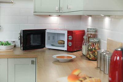 Russell Hobbs RHMM701R 17 Litre 700 W Red Solo Manual Microwave with 5 Power Levels, Ringer & Timer, Defrost Setting, Easy Clean