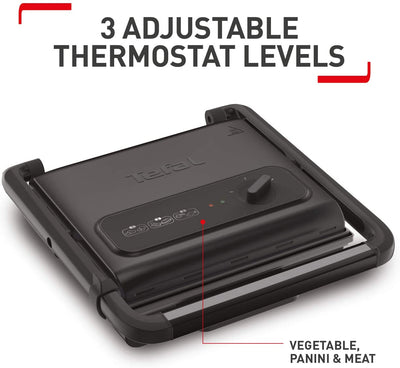 Tefal Inicio Adjust GC242840 Versatile, Health Grill, Black, 2000 W, 6-8 Portions