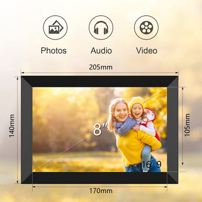 YENOCK 8.2 inch Digital Photo Frames 1920 x 1200 FHD High Resolution Full IPS Photo/Music/Video Player Calendar Alarm with Remote Control