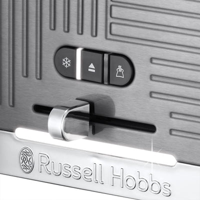 Russell Hobbs 25250 Geo Steel 2 Slice Wide Slot Toaster - Contemporary Design with Faster Toasting Technology, Textured Stainless Steel