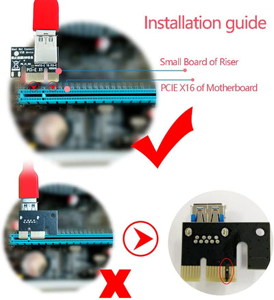 Ziyituod PCIe Riser,VER009S GPU Riser Express Kits 16X to 1X (Dual 6PIN / MOLEX) with Led Graphics Extension, Gpu Riser Card- Ethereum Mining ETH,60cm USB 3.0 Cable（6PCS）