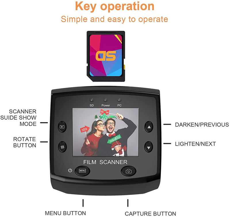 DIGITNOW! High Resolution 135 Film/Slide Scanner, Slide Viewer and Convert 35mm Negative Film &Slide to Digital JPEG Save into SD Card