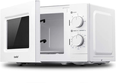 COMFEE' 700w 20L Microwave Oven with 5 Cooking Power Levels, Easy Defrost Function, and Kitchen Timer - Fashionable White - CM-M202GSF