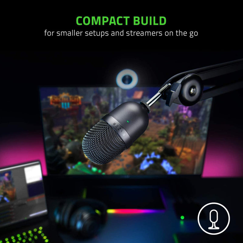 Razer Seiren Mini - USB Condenser Microphone for Streaming (Compact with Supercardioid Polar Pattern, Tiltable Stand, Integrated Shock Absorber)