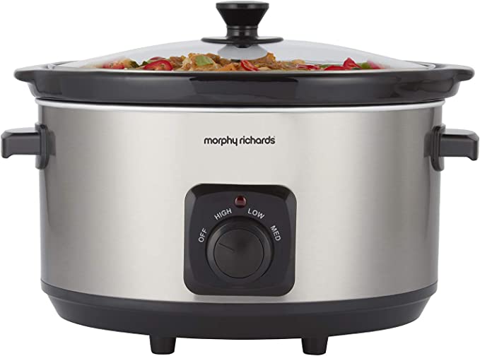 Morphy Richards 461013 6.5 Litre Ceramic Slow Cooker, One-Pot Solution, Silver