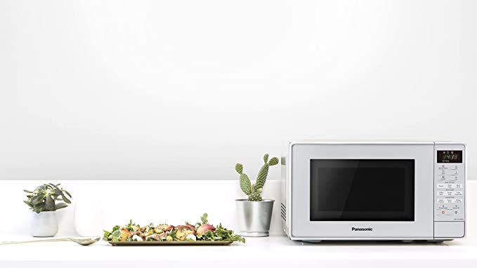 Panasonic NN-K18JMMBPQ Microwave Oven with Grill and Turntable, 800w, 1000w Grill, 5 Power Setting, 9 Auto Programmes, 20 Litres, Auto Defrost, Silver